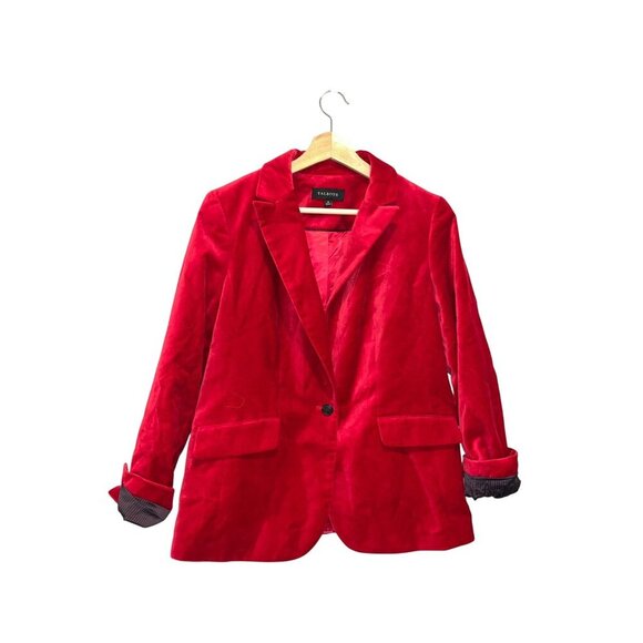 Talbots Red Velvet Long Sleeve Single-Button Front Closure Women's Blazer Size 8 - Picture 1 of 7